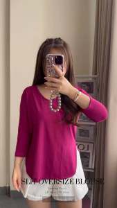 Kaos Wanita Lengan 7/8 Oversize Jumbo Polos | TGA Fashion Grosir