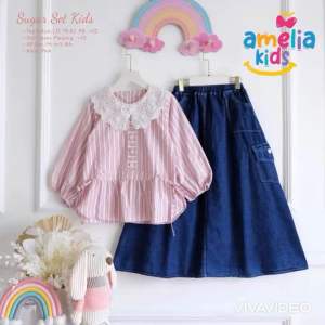 [[ New Arrival ]] Sugar Set Kids By Amelia Setelan Blus Anak dan Rok Cargo Anak Usia 5-8 Tahun Baju Muslim Anak Lucu Model Terbaru
