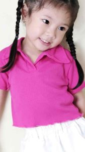 BumBeeGoo - Atasan Anak Perempuan Kaos Crop Top Kerah Neci