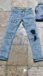 celana jeans panjang pria model bikers rugcas sandwash slim fit pensil distro