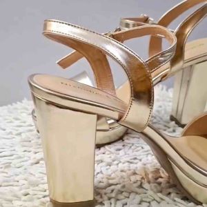 Nicholas Edison Heel Tania Light Gold Sandal Platform Glossy Block Heels Terbaru