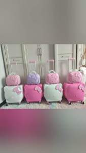 Hello Kitty 5D Cute Fashion Trolley Case Hand Carry 20inch Mother Child Suitcase Travel Bag Luggage