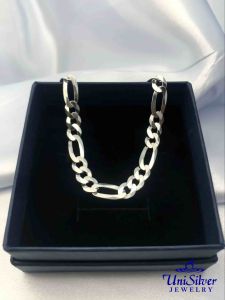 Unisilver 925 Sterling Silver Extra Flat Figaro Chain Bracelet- Mens Accessories (MBH45)