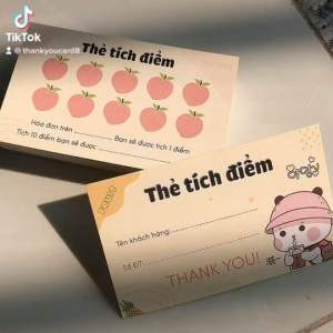 Thẻ tích điểm Phiếu tích điểm sinh tố. nước ép nước giải khát size 9x5.4cm 100 cái có in theo yêu cầu