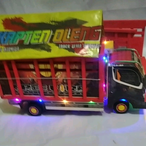 Miniatur truk oleng ukuran jumbo panjang 55 cm full kayu pintu belkang bisa dibuka