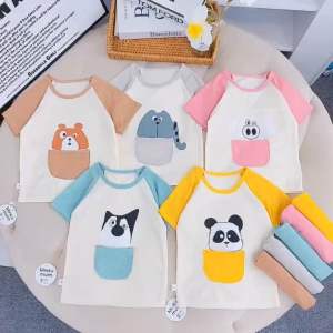 (7-18kg) Bộ Cộc Tay Cho Bé Sơ Sinh Thun Lạnh Cực Mát Minky Moon In Hình Con Vật Đáng Yêu