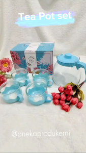 TEA POT WARNA GLASS SET OFF 5PCS / TEKO AIR KACA BELING KADO !!!