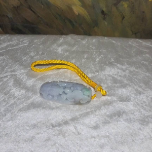 Gegegems Collection premium Type A Jadeite light green light lavender Ruyi & two Goldfish handheld large pendant (with certificate)