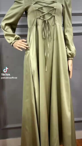 Dress satin kondangan wanita viral simpel elegan