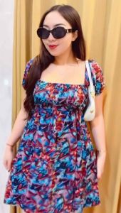 Dress Wanita Premium Viscose Mini - Dress Pendek Wanita Casual Motif Simple Santai Karet - Dress Summer Kekinian