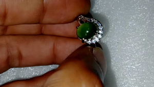 Batu Hijau Botol Green Serpentine Luster Kilau For Lady Ring Wanita Size 5/6 US