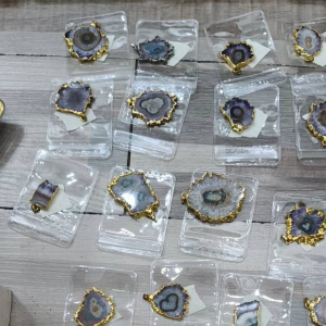 00000- MẶT HOA TINH THỂ THẠCH ANH TÍM AMETHYST CỘNG SINH MÃ NÃO THIÊN NHIÊN KHÔNG XỬ LÝ ĐÃ BỌC KIM LOẠI