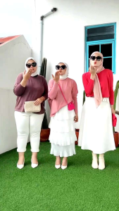 Pakaian Atasan Wanita BigSize Blouse Knit Slit Rajut Hitam Fuchia Pink Biru Abu Jumbo