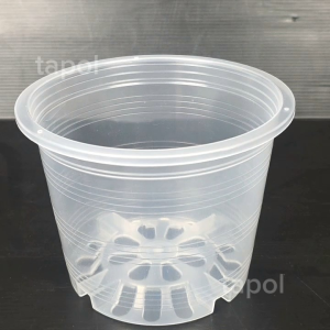 กระถางพลาสติกใส ขนาด 6 นิ้ว ทำจากพลาสติกเกรดดี มีน้ำหนักเบา รูก้นกระถางระบายน้ำ