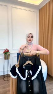 Set Rok Full Jeans Kerah Korea