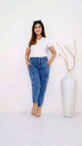 NHN JEANS - Jeans Joger Cargo Wanita Celana Joger Jeans Cargo Dewasa Size L XL JUMBO