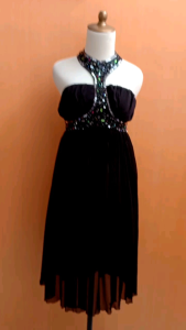 GAUN mini midi dress wanita hitam S M cewek MEWAH halter neck PESTA cute