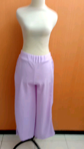 celana panjang kulot wanita ungu muda pastel S M cewek kantong kiri kanan