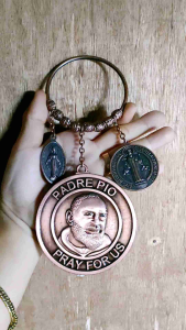 Miraculous Medal Of St. Pio Bronze Door Chimes Hanger Protection Against House Bad Element 3.5 inches Plate Size.