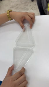 50pcs Triangular clear plastic food containers for holding cake slices snacks or desserts