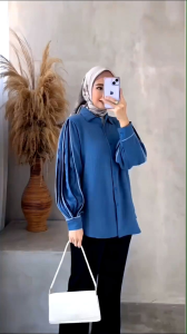 Blouse Atasan Kemeja wanita One size / Atasan Wanita Basic Muslim Casual Daily matte Crikle