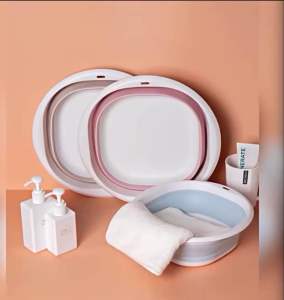 Foldable washbasin Household face wash basin Portable laundry basin thickened plastic basin foldable telescopic basin