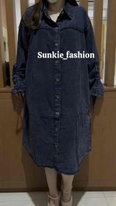DRESS JEANS JUMBO / TUNIK JUMBO POLOS LD 130 (UKURAN SESUAI KETERANGAN PADA GAMBAR )