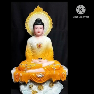 [ CAO 30 CM ] TƯỢNG PHẬT THÍCH CA HÀO QUANG NGỒI BỆ ĐÁ