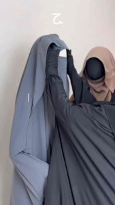 Hasna Moslem French Khimar Overhead Jasmin Poni Syafar Busui Tangan Karet Cincin Gamis Terusan Muslimah Syari