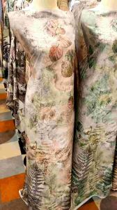 Kain ARM ORIGINAL Silk Motif Daun Abstrak || Harga Per Setengah Meter (50 cm)