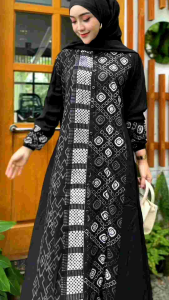 Rq Batik - Gamis Twill Terbaru 2025 Motif Eksklusif Aisha Saku Kanan Full Kancing Cap Malaman