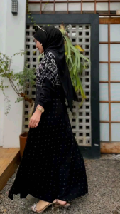 Rq Batik - Gamis Twill Terbaru 2025 Motif Eksklusif Yamini Saku Kanan Tali Samping Cap malaman