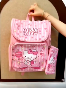 Sanrio Cute Cartoon Backpack Set with Pencil Case – Hello Kitty / Kuromi / Cinnamoroll / My Melody | Lightweight School Bag for Kids & Teens (38x30x14cm)