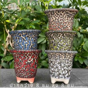 กระถางเซรามิค กระถางแคคตัส กระถางเคลือบลาวา ขนาดปากกว้าง 10 ซม. สูง 10 ซม. มี 5 สี ระบายน้ำดี เนื้อกระถางหนา สีสวย พร้อมส่งค่ะ