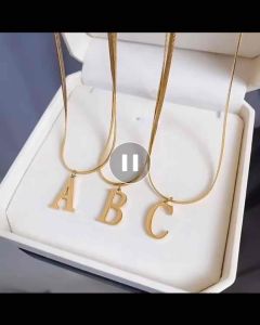 Kalung Titanium Italy Inisial Abjad Nama / Kalung Huruf Nama Titanium Anti Karat dan Luntur c01 sampai c26