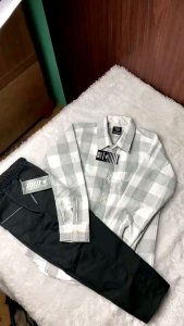 Setelan Baju Kemeja Flanel Dan Celana Panjang Anak Umur 3-13 Tahun Motif Kotak-kotak Terbaru