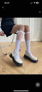 Feelme KK-226 Kaos Kaki setengah transparan bow lolita maid cosplay pita