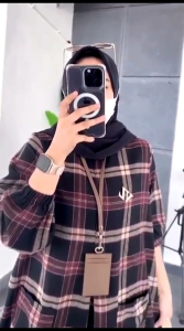 ATASAN TUNIK WANITA / ELNIA TUNIC COTTON FLANEL SQAURE MOTIF