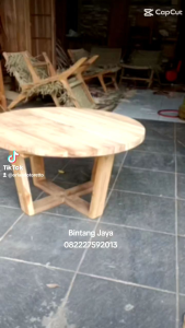 Meja kopi kaki silang bulat bundar murah Terbaru