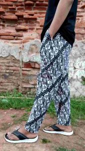 Celana Batik Boim Kolor Santai Harian Pinggang Karet Elastis Ukuran Jumbo Dewasa Pria Wanita Bahan Katun