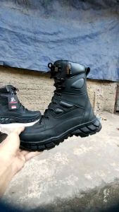 Sepatu pdl satpam ujung besi sepatu pdl tni polri dan security safety boots tinggi 8  inc terbaru caanggo military