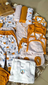 paket komplit perlengkapan bayi baru lahir seri mustard