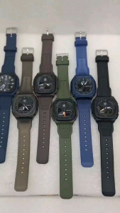 Jam Tangan Pria Kasual Time Sport Digital Analog Strap Karet Tahan Air