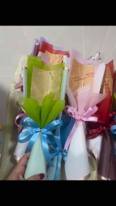 ช่อดอกไม้เปล่า สำหรับใส่ตุ๊กตา ช่อดอกไม้รับปริญญา บัณฑิตน้อย สีเขียว