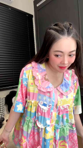 (BIGSIZE 45-85kg) °Lụa Hàn° Set đồ Babydoll Pijama phối Bèo 2 Túi Áo Bộ ngủ mặc nhà đi chơi Thiết Kế in 5D họa tiết Hot Trend Đẹp Dễ thương tôn dáng