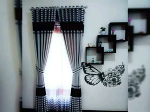 Gorden Jendela Pintu Ruang Tamu Bahan Blackout Import Grade A Model Smokring 7 Gelembung Tinggi 240cm