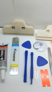 OBENG SERVICE HP 10 IN 1 + PENJEPIT LCD + PENCONGKEL LCD + LEM LCD B7000 15 ML SEPAKET LENGKAP ALL TIPE HP ANDROID