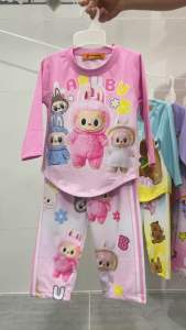 11-45kg bộ dài tay bé gái áo vạt bầu quần may rộng thun lạnh mềm mịn bền đẹp