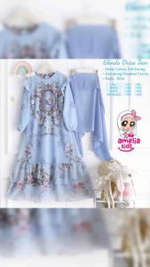 New Arrival Gamis Dress Ceruty Motif Anak Terbaru Usia 4 Sampai 13 Tahun GLenda Dress Kids Setelan By Amelia