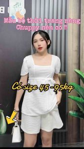 Set thời trang nữ hottrend bigsize 50-100kg set cổ vuông cột eo thun nhật co giãn tôn dáng